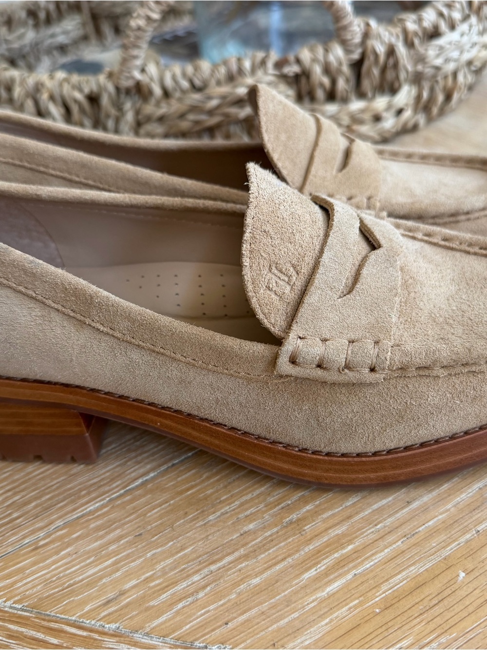 Ralph Lauren Suede Penny Loafers in Beige - Women's Classic Slip-On